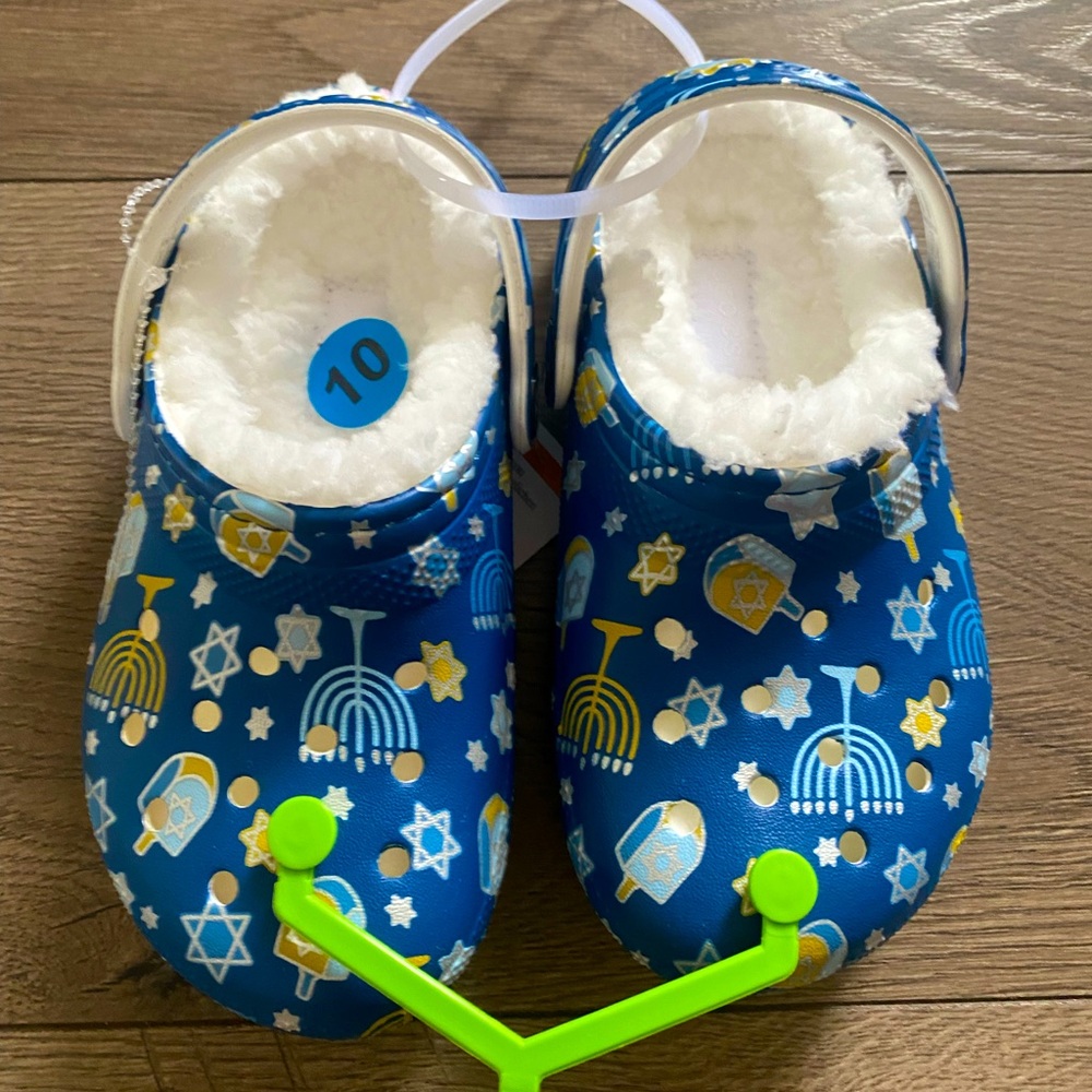 Crocs Classic Lined Hanukkah Clog Toddler Size 10 Blue New